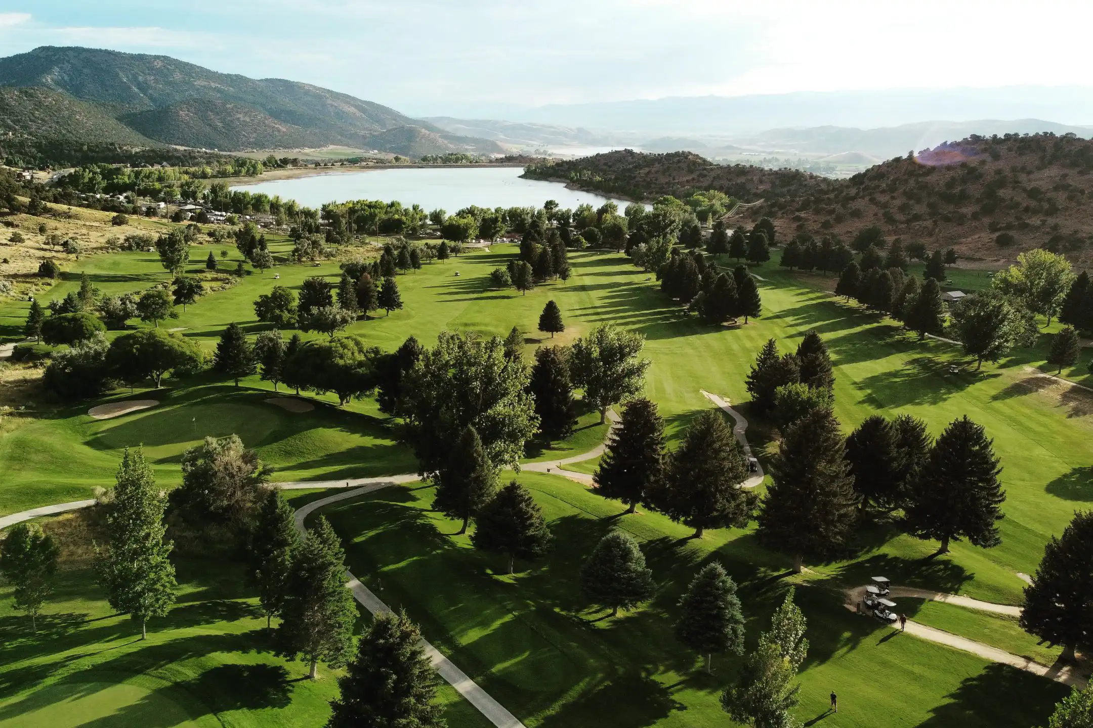 Aerial view of the golf course at Palisade State Park