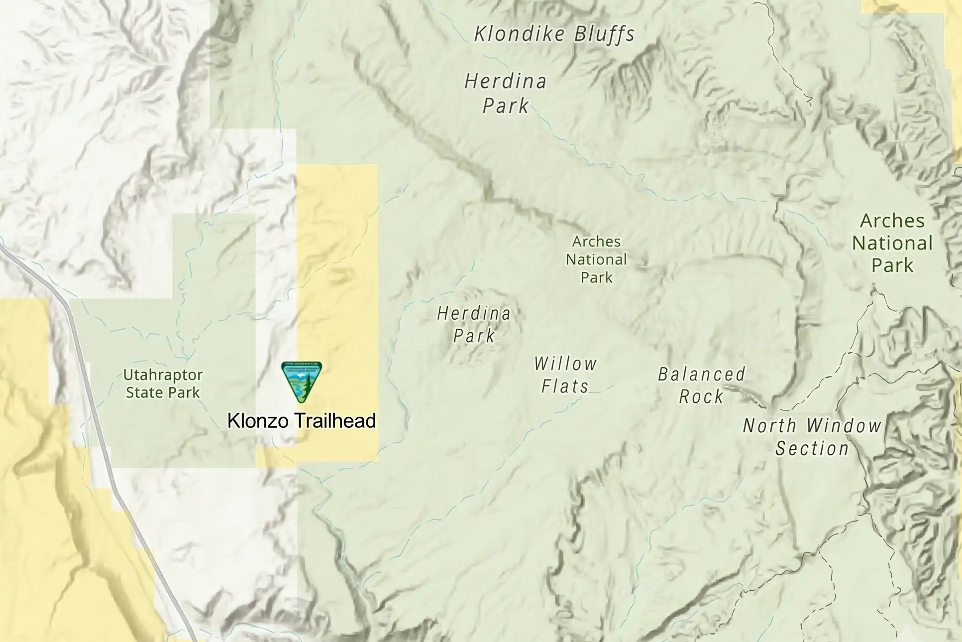 Klonzo Trailhead by UtahRaptor State Park in Moab, UT